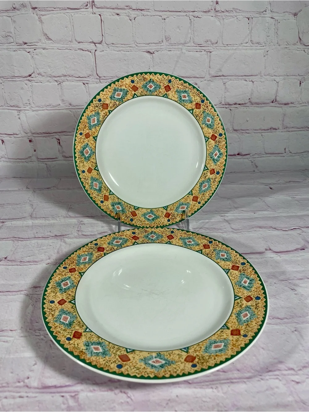 Vintage Sakura Moccasin Sue Zipkin Southwestern Stoneware Salad Plate Set of 2